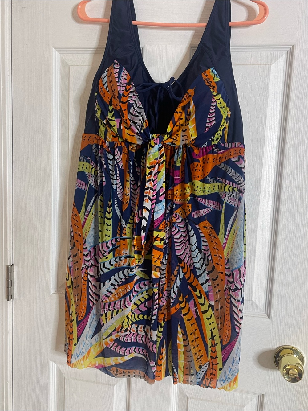 Navy Tropical Print One-Piece Swimdress